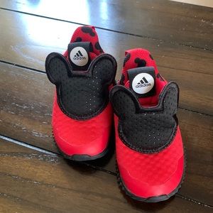 Adidas Disney Red and Black infant shoes. Size 4K.